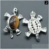 Charms Natuursteen Kleine Schildpad Broche Lapis Lazi Amethist Rozenkwarts Schildpad Kristal Hanger Diy Oorbellen Ketting Sieraden Dro Dhbzm