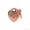 2018 Autumn 925 Sterling Silver Jewelry Love You Lock Rose Gold Charm Beads Fits Pandora Bracelets Necklace For Women Jewelry Maki261H