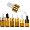 Frascos conta-gotas de vidro 1ml 2ml 3ml 5ml Amber Mini E frascos líquidos com 8 tampas de estilo e tubo de pipeta conta-gotas frascos de vidro E líquidos Moqtq