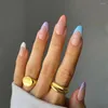 Faux ongles 24 pièces coloré français amande ongles portable Stiletto faux couverture complète bouts artificiels appuyez sur avec fichier