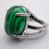 Cluster Anneaux Vert Malachite Pierre Ovale Perle GEM Bague Bijoux Pour Femme Cadeau Taille 8X265