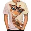 Men s T Shirts Summer Funny T Shirt Tops 3D Print Giraffe Animal Tees O Neck Oversized Shirts Mens Clothing Male Casual Streetwear Short 230720