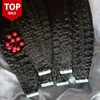 Kinky Straight Tape in Hair Extensions Human Hair Unprocessed Brazilian Malaysian Indian Virgin Hair Natural Black Color