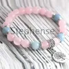 MG0640 Dames Rozenkwarts Armband A-klasse Aquamarijn Energie Armband Levensboom Charm Yoga Mala Bracelet300R