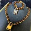 Designer Collier Bijoux femmes hommes serrure pendentif personnalisé chaîne en or charmes glacé chaînes afrique hommes femmes bijoux de mode res212y