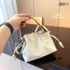 Fashion Designer Pure leather drawstring bag bucket bag side leather makes contoured canvas with leather canvas bag 23x6x18cm Strapless Ball Gown