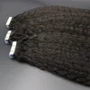 Kinky Straight Tape in Hair Extensions Human Hair Unprocessed Brazilian Malaysian Indian Virgin Hair Natural Black Color