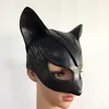 Catwoman Mask Cosplay Costume Headgear Black Half Face Latex Masker Sexig kvinna Halloween Batman Party Vuxen Black Ball Mask179s