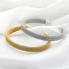 Nieuwe Rvs Real Vergulde Plaid Textuur Verstelbare Snake Gold Bangle Voor Vrouw Manchet Armbanden Voor Vrouwen Dropshipping L230704