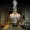 grand escalier long lustre en cristal de luxe moderne K9 Lobby lustres de cristal bougie luminaire299Z