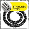 Chains Stainless Steel Miami Cuban Link Necklaces Black For Men Women Basic Punk Jewelry Choker 3MM 5MM 7MM 13MM184N