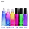 In Stock !COLORFUL Glass Roll On Bottle 10ml (1/3oz) Essential Oil Empty Aromatherapy Perfume Bottles Metal Roller Ball Wholesale 600pc Llmx