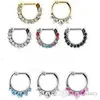 Nuovo arrivo Septum Clicker Naso Anelli CZ Gemma Piercing al naso Acciaio inossidabile 316L Gioielli per il corpo Taglia 1 2mm241E