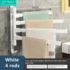 White Bathroom Towel Rack Rotatable Towel Holder Rotatable Space Aluminium 2/3/4/5 Towel Bars Kitchen Shelf Hanger Wall Mounted L230704