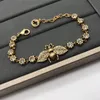 Luxury designer retro little bee Charm Bracelets rhinestone brass material for women party lovers gift jewelry306r
