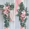 Decorative Flowers 2pcs/set Dusty Rose Wedding Arch Flower Swag Arrangement For Country Ceremony Floral Garland Reception Backdrop Decor