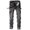 Neue Herren Jeans Hochwertige Mode Indians Sticken Retro Zerrissene Slim Street Gerade Jeans Plus Größe AF1701302J