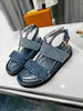 Sandálias 2022 Designer Mulher Paseo Sandálias de Comforto plano Luxo jeans jeans Sandy Beac Slides Tamanho dos EUA 4-11