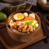 Bols 1Pc 9.5-15cm bol en bois Style japonais bois riz soupe salade Ramen conteneur pour enfants cuisine vaisselle ustensiles