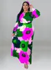 Plus size Dresses Wmstar Plus Size Dresses for Women Loose Long Sleeve Flower Print Big Hem Elegant Maxi Dress Fall Clothes 230720