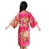 Women's Sleepwear Print Floral Wedding Robe For Flower Girls Kimono Bathrobe Gown Half Sleeve Softy Intimate Lingerie Loose Negligee Home