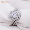 Newshe 1 9 Karat 2 Stück massives 925er Sterlingsilber Ehering-Sets Verlobungsband Modeschmuck für Frauen JR4844 wzw2396