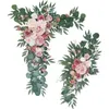 Decorative Flowers 2pcs/set Dusty Rose Wedding Arch Flower Swag Arrangement For Country Ceremony Floral Garland Reception Backdrop Decor