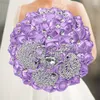 Fleurs décoratives vente 1 pc/lot Bouquet de mariage strass violet pour mariée à la main