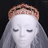 Fermagli per capelli Cristallo rosso barocco Diademi nuziali Corone per le donne Strass Spettacolo Diadema Velo Tiara Fasce per la sposa Accessori da sposa