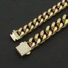 Brazalete de tendencia, cadena cubana, pulsera para hombre, oro clásico, acero inoxidable, 08112 cm de ancho, cristal, joyería para mujer, regalo 230719