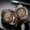 Wristwatches Retro Style Men Automatic Mechanical Watch Skeleton Steampunk Genuine Leather Band Mens Self Winding Wrist Watches Men Reloj 230719