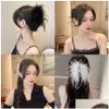 Клипы для волос Barrettes Fashion Black White Ostrich Feather Claws 2023 Осенний Зимний корейский плюшевый пушистый клип.