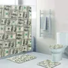 Shower Curtains US Dollar Bill Banknotes Bathroom Curtain Set For Money Currency Notes Bath Mat Rug Toilet Carpet Home Decor