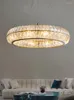 Pendant Lamps LED Modern Round Glass Golden Chandelier Hanging Light Fixture Glitter Suspension Crystal Lamp Lustre For Living Dinning Room