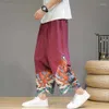 Calça Masculina Estilo Chinês Algodão e Linho Casual Calças com Estampa de Dragão Primavera Verão Plus Pequeno Patchwork Harém Joggingzt2u