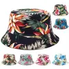 Berets Spring and Summer Women's Beach Bucket Hat Tropical Style Banana Leaf Coconut Tree Flower Print Foldbar Sunshade Fisherman Caps