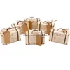 Present Wrap New 50 Piece Mini Suitcase Box Party Candy med Label Vintage Kraft Paper and Rope for Decorations Drop Delivery Home Gard DHVS7