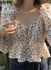 Женские блузки богемские женщины с напечатанными блузой летние топы Vonda 2023 Sexy V Nece Элегантная модная рубашка с длинным рукавом Puffgy Blusas