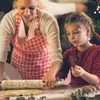 Rolo de massa de madeira padrão de desenho animado decoração de natal biscoito biscoito em relevo bastão de massa