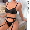 Metalen Kwastje Fancy Lingerie 3 Stuk Kousenband Bilizna Sexy Erotische Intieme Sex Ondergoed Vrouwen Set Designer Bh en Panty 230717