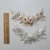 Pinces à cheveux SLBRIDAL fait à la main filaire strass cristaux fleur feuille longue mariage peigne mariée bandeau accessoires femmes bijoux