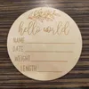 10st Wood Milestone Card Hello World Trä Personligt babymeddelande Plack Sign Pography Props Shower Gift256h