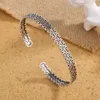 Ethnic Retro Hollow Out Auspicious Cloud Bangle Silver Plated Fashion Personality Flowers Exquisite Opening Bracelets TYB195 L230704