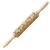 Wooden Rolling Pin Cartoon Pattern Christmas Decoration Baking Biscuit Embossed Dough Stick