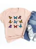 T-shirts pour femmes Mode à manches courtes T-shirts décontractés Vêtements Femmes Femme Vêtements d'été Imprimer Graphique Années 90 Papillon Ami Style Tendance