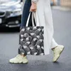 Sacos de compras reutilizáveis com padrão de papagaio cinzento africano saco de ombro de lona lavável lavável pássaros psitacídeos compras de mercearia