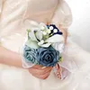 Fleurs décoratives fleur artificielle Roses Bouquet mariée main tenant beau cadeau de soie décoration de Table de mariage