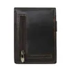 Portefeuille mince en cuir RFID pour hommes pince à billets minimaliste porte-monnaie homme intelligent porte-carte avec fermeture à glissière Coin Pocket253W