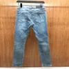 Farection męskie 21FW Wysokiej jakości dżinsy w trudnej sytuacji motocyklowy motocykl Jean Skinny Slim Risped Hole Stripe Modna MX1 Opalizowanie 188L