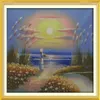 Seaside girl home decor paintings Handmade Cross Stitch Embroidery Needlework sets counted print on canvas DMC 14CT 11CT312T